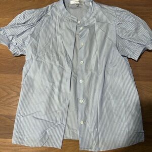Frame Denim Light Blue Striped Button Down Shirt